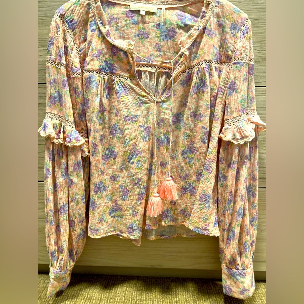LoveShackFancy floral cotton top, Size M